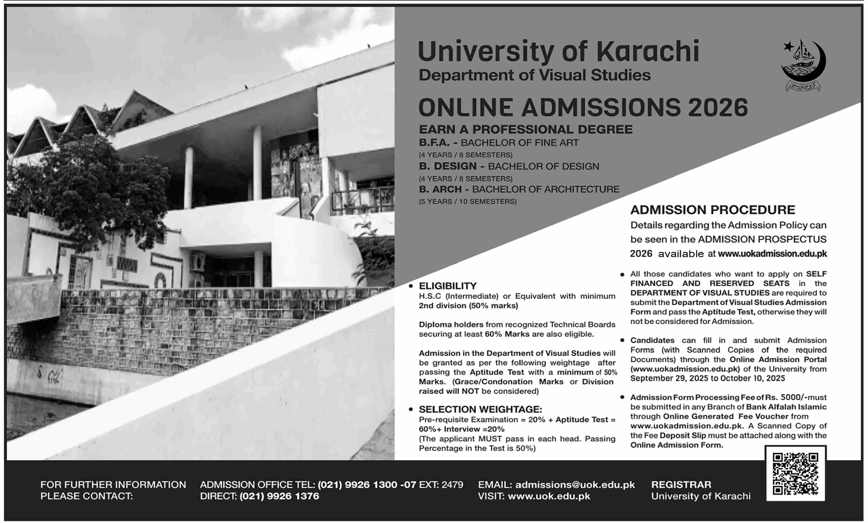 Admission Open in University of Karachi